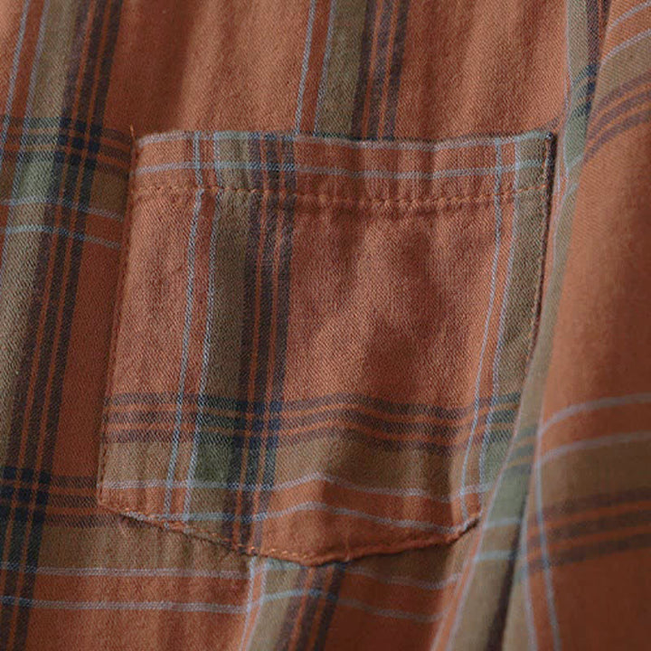 Buddha Stones Camicia da donna a maniche lunghe, classica, a quadri, con taschino applicato, ideale per l'autunno. - image 4