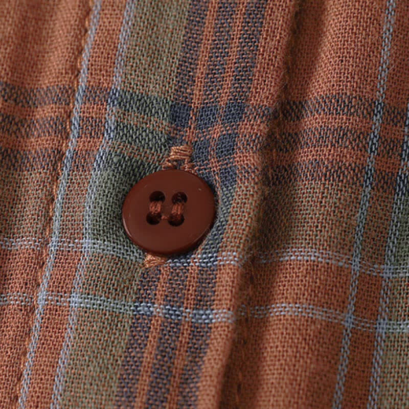 Buddha Stones Camicia da donna a maniche lunghe, classica, a quadri, con taschino applicato, ideale per l'autunno. - image 5