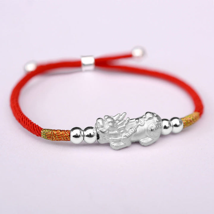 Braccialetto Buddha Stones PiXiu Luck Red String placcato oro 24K - Cordino rosso (argento) (circonferenza del polso 12-19 cm) - Argento sterling 999 - image 13