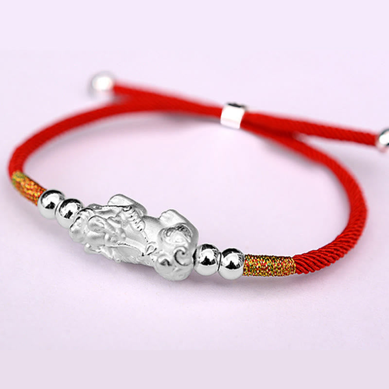 Braccialetto Buddha Stones PiXiu Luck Red String placcato oro 24K - image 14