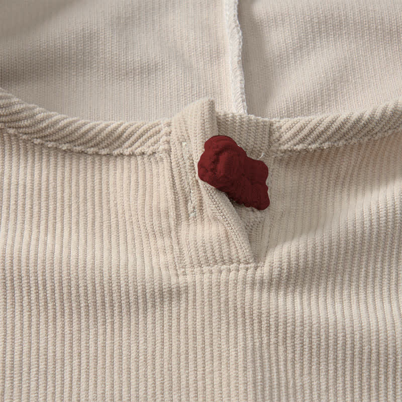 Buddha Stones Camicia da donna a maniche lunghe in velluto a coste tinta unita, girocollo, con bottoni, stile minimalista, primavera/autunno. - image 7