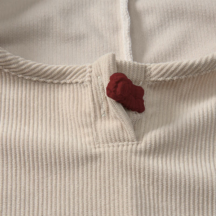 Buddha Stones Camicia da donna a maniche lunghe in velluto a coste tinta unita, girocollo, con bottoni, stile minimalista, primavera/autunno. - image 7
