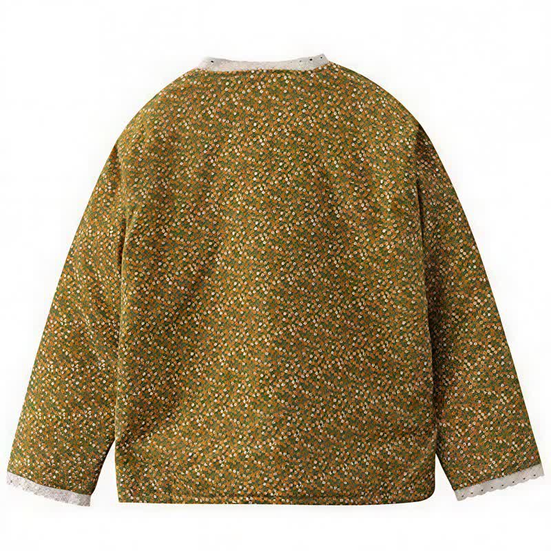 Buddha Stones Giacca da donna in maglia floreale, elegante, vintage, con bottoni, autunno/inverno. - image 2