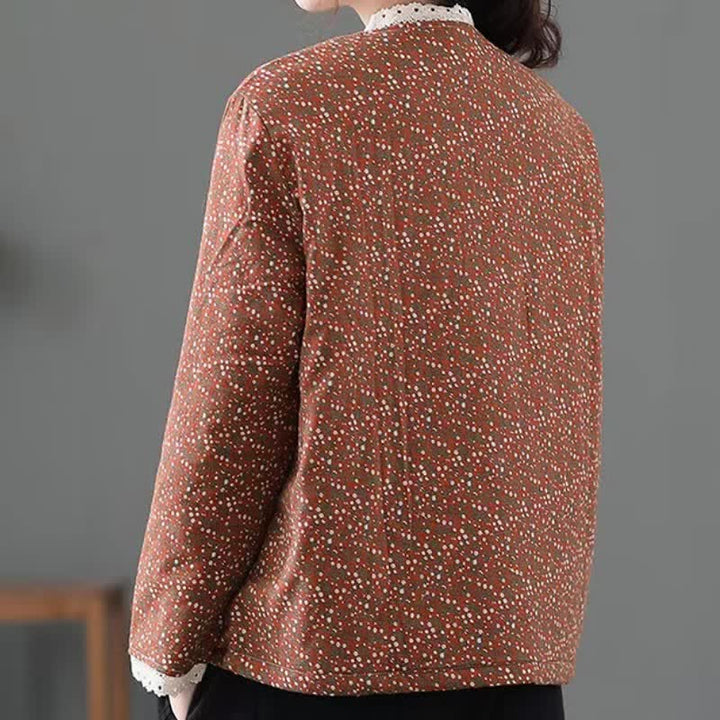 Buddha Stones Giacca da donna in maglia floreale, elegante, vintage, con bottoni, autunno/inverno. - image 14