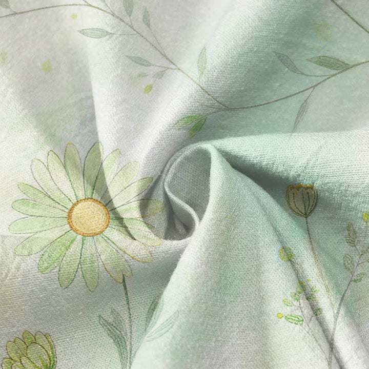 Buddha Stones Kimono da donna a maniche lunghe, stile Hanfu, con scollo a V e allacciatura, in cotone con stampa floreale a margherite. - image 4
