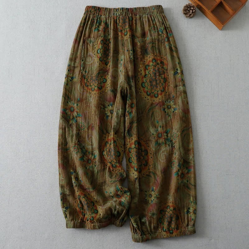 Buddha Stones Pantaloni corti da donna stile boho vintage con stampa floreale, modello harem, con tasche, per primavera/estate. - image 1