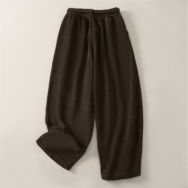 Buddha Stones Pantaloni harem da donna a tinta unita, casual, minimalisti, con coulisse, per autunno/inverno, con tasche. - image 1