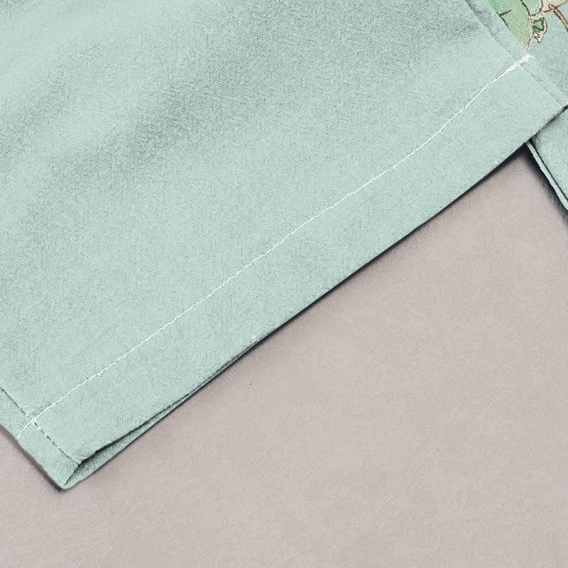 Buddha Stones Eleganti pantaloni da donna in puro cotone con elastico in vita e tasche, fantasia a rami e uccelli. - image 1