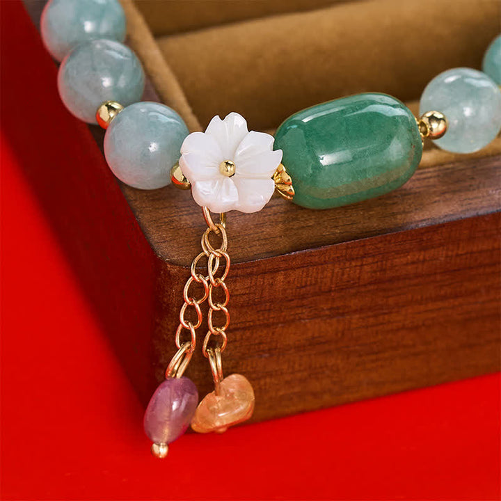 Buddha Stones Braccialetto elastico protettivo con ciondolo a forma di fiore di giada - image 9