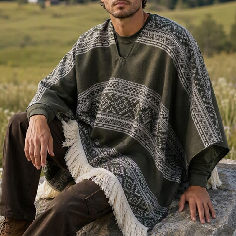 Buddha Stones Sciarpa da donna autunno/inverno in stile boho con righe geometriche e nappe. - image 7