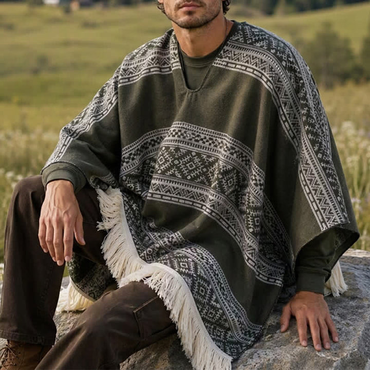 Buddha Stones Sciarpa da donna autunno/inverno in stile boho con righe geometriche e nappe. - image 7