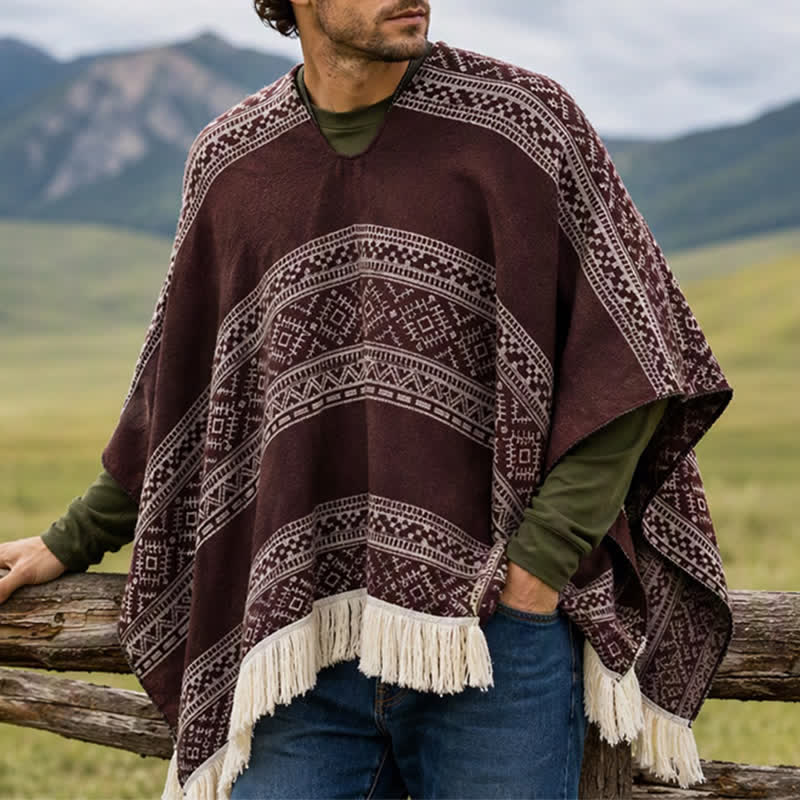 Buddha Stones Sciarpa da donna autunno/inverno in stile boho con righe geometriche e nappe. - image 24