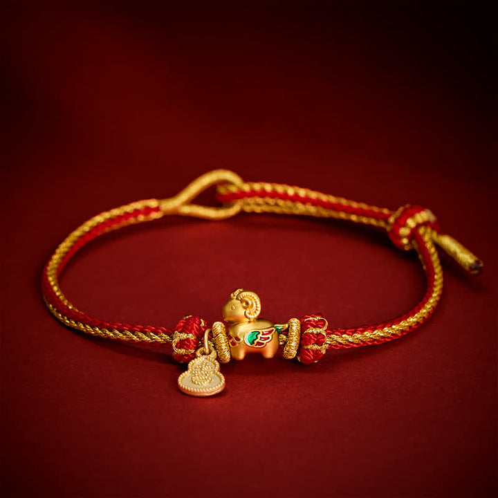 Buddha Stones Anno della Capra Rame Pecora Carina Agnello Zucca Cordino Rosso Bracciale Forza - Cordino rosso (circonferenza del polso: 14-23 cm) - image 0