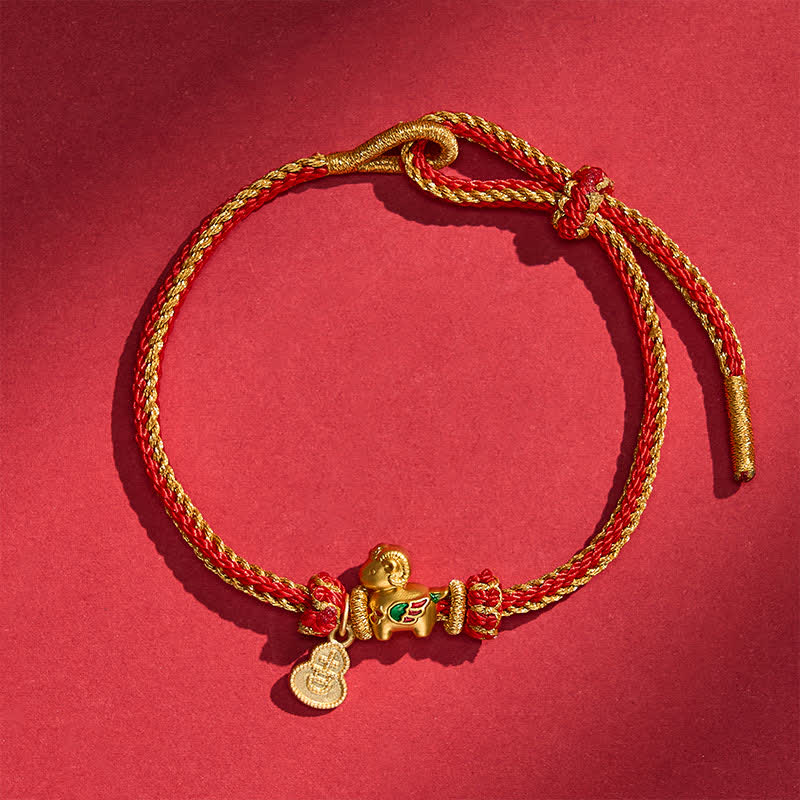Buddha Stones Anno della Capra Rame Pecora Carina Agnello Zucca Cordino Rosso Bracciale Forza - image 2