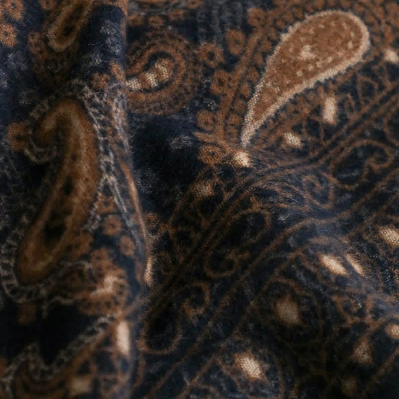 Buddha Stones Sciarpa da uomo autunnale/invernale vintage con stampa paisley e nappe. - image 2