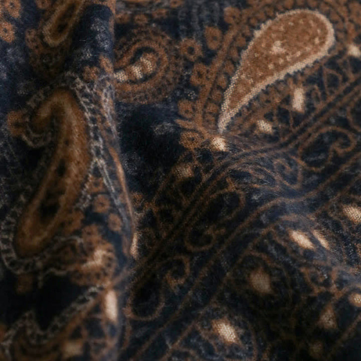 Buddha Stones Sciarpa da uomo autunnale/invernale vintage con stampa paisley e nappe. - image 2