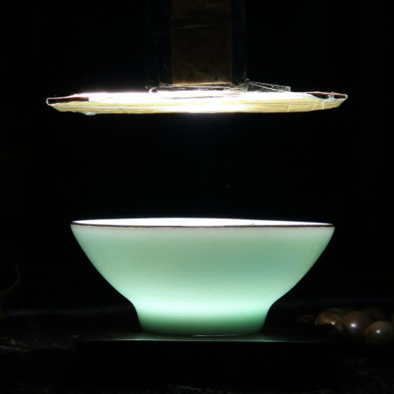 Buddha Stones Tazza da tè Douli in ceramica celadon dipinta a mano con motivo loto e carpa koi. - image 10