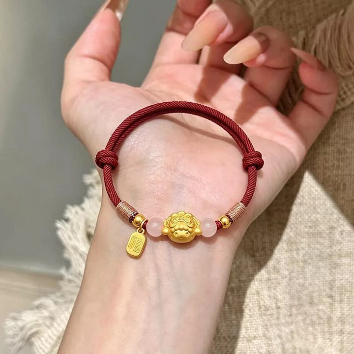 Buddha Stones Braccialetto con cordino rosso e simbolo della pecora Fu in argento sterling 999, anno della capra, con carattere di benedizione. - Argento (Purezza ♥ Intuizione) - image 8