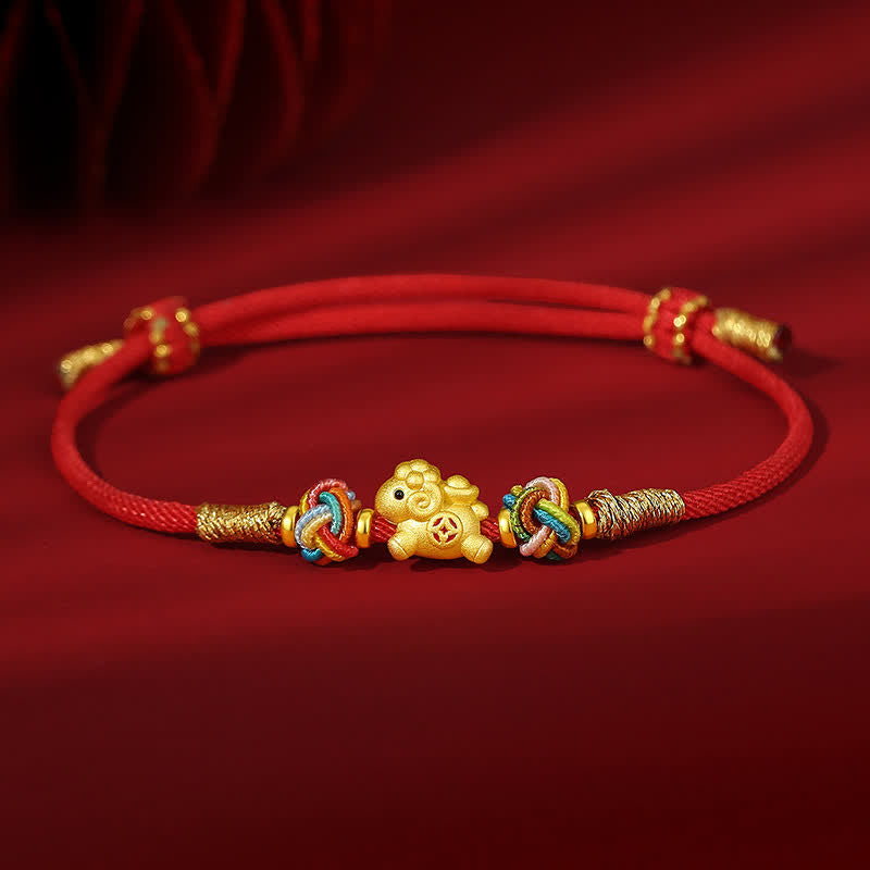 Buddha Stones Braccialetto intrecciato con ciondolo a forma di lingotto di capra portafortuna in argento sterling 999 con cordino rosso e simbolo dell'anno della capra. - Zodiaco cinese (Fortuna ♥ Personalità) - Argento (Purezza ♥ Intuizione) - image 0