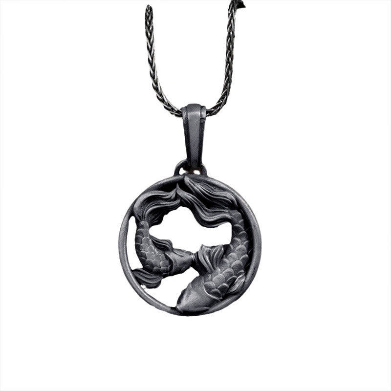 Buddha Stones Pure Tin Pesci Doppio Koi Pesce Ricchezza Collana Pendente - image 3