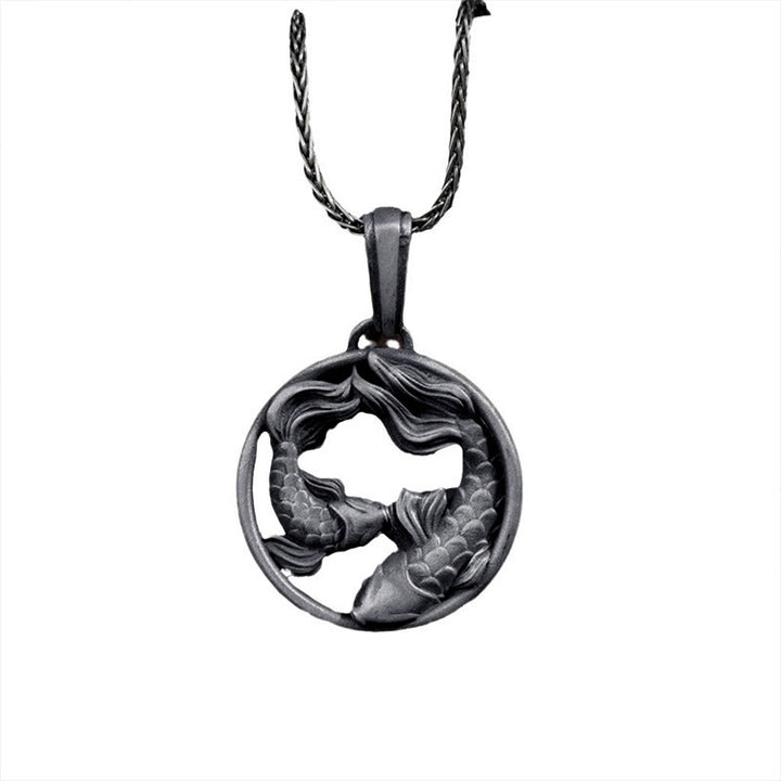 Buddha Stones Pure Tin Pesci Doppio Koi Pesce Ricchezza Collana Pendente - image 3