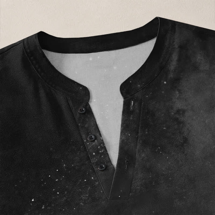 Buddha Stones Camicia da uomo a maniche lunghe con scollo a V e bottoni, in cotone, con motivo a semi di tarassaco. - image 18