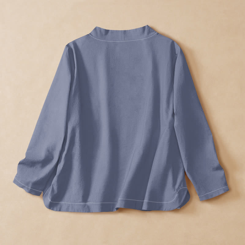 Buddha Stones Kimono da donna a maniche lunghe con scollo a V e allacciatura, in cotone, stile boho, con motivo simbolo Om. - image 1