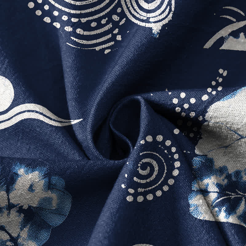 Buddha Stones Kimono da donna a maniche lunghe, stile Hanfu, con scollo a V e allacciatura, in cotone, con motivo floreale retrò a rombi e spirale di loto. - image 4