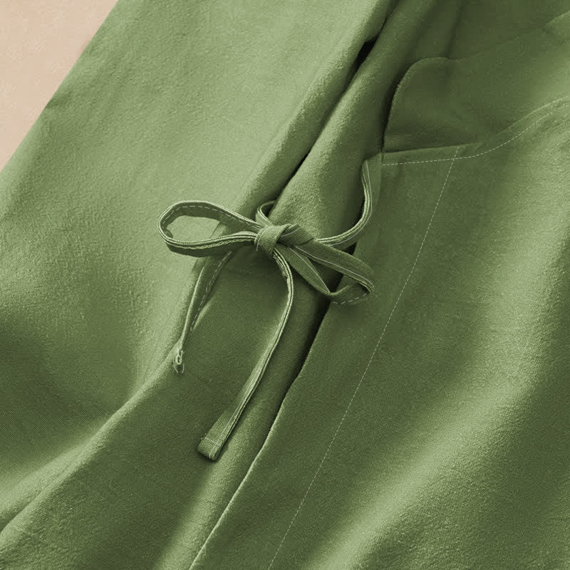 Buddha Stones Kimono da donna a maniche lunghe con scollo a V e allacciatura, in cotone con motivo gru orientale. - image 3