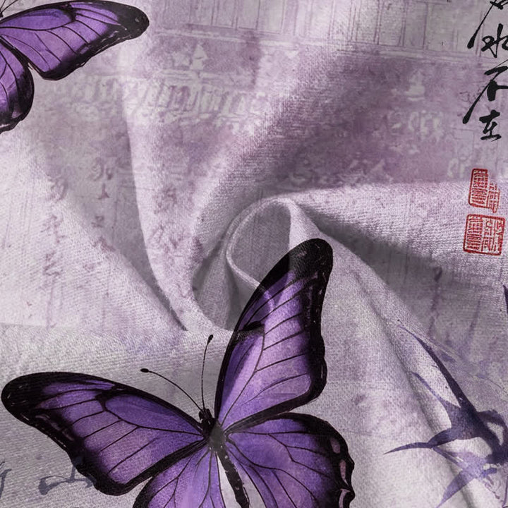 Buddha Stones Kimono da donna a maniche lunghe con scollo a V, stampa a farfalla e stampa di bambù, in cotone e bambù. - image 4