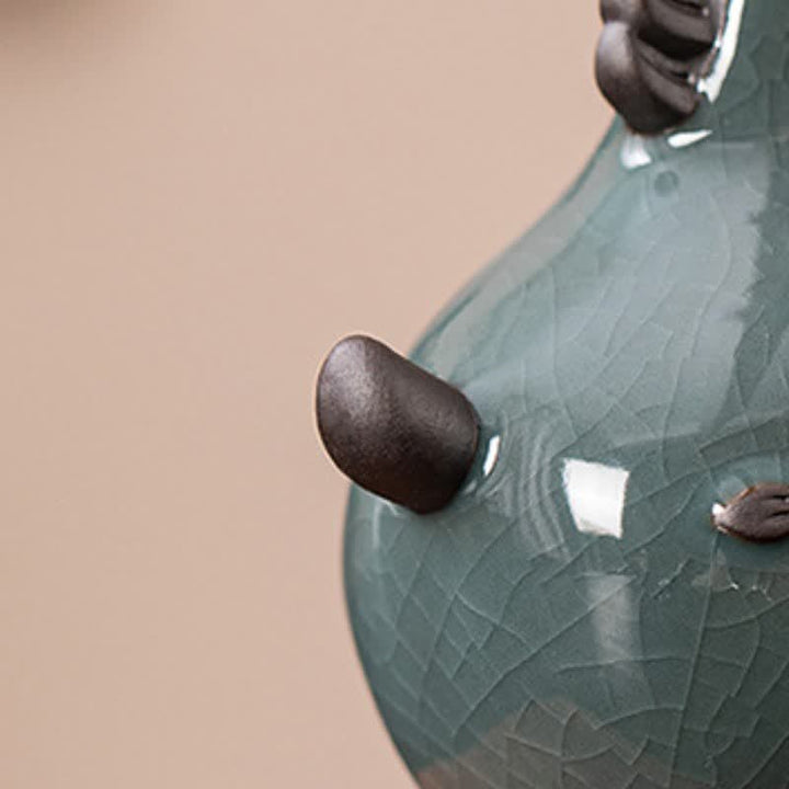 Buddha Stones Statuetta in ceramica di capra dalle corna arricciate, di buon auspicio, graziosa decorazione a forma di animale - image 12