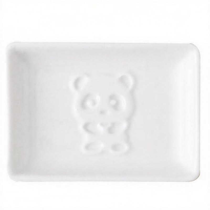 Buddha Stones Mini piattino per salse in ceramica bianca con motivo a panda. - Quadrato (circa 9 cm × 6,5 cm × 1,8 cm) - Sdraiati - image 7