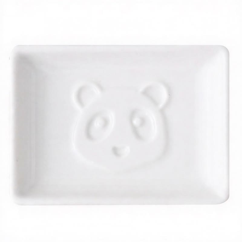Buddha Stones Mini piattino per salse in ceramica bianca con motivo a panda. - Quadrato (circa 9 cm × 6,5 cm × 1,8 cm) - Testa - image 8