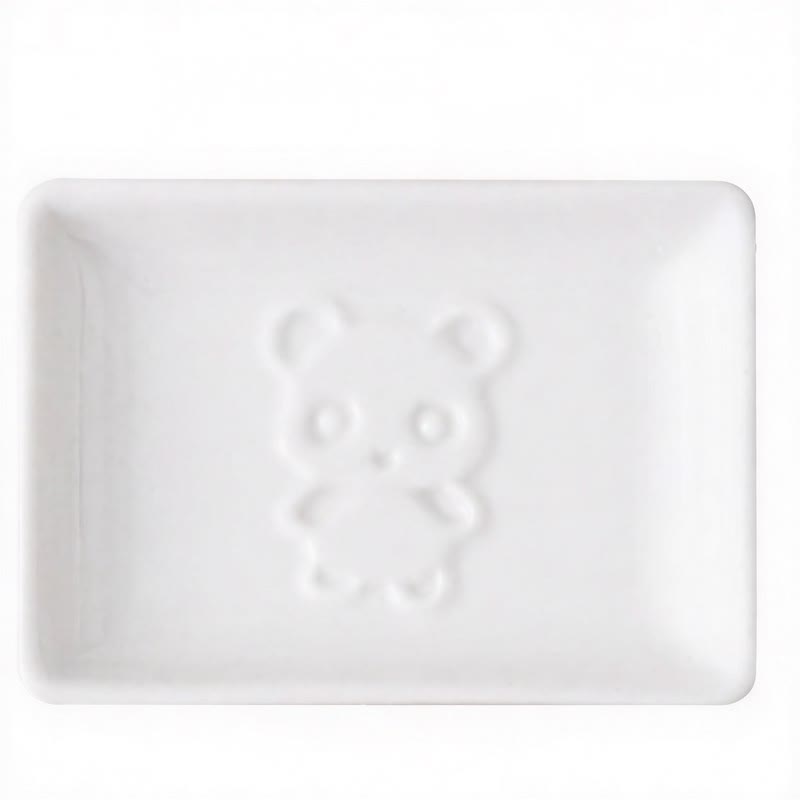 Buddha Stones Mini piattino per salse in ceramica bianca con motivo a panda. - Quadrato (circa 9 cm × 6,5 cm × 1,8 cm) - In piedi - image 6