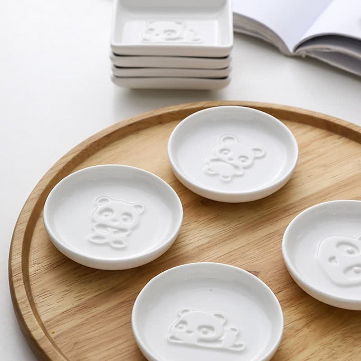 Buddha Stones Mini piattino per salse in ceramica bianca con motivo a panda. - image 13