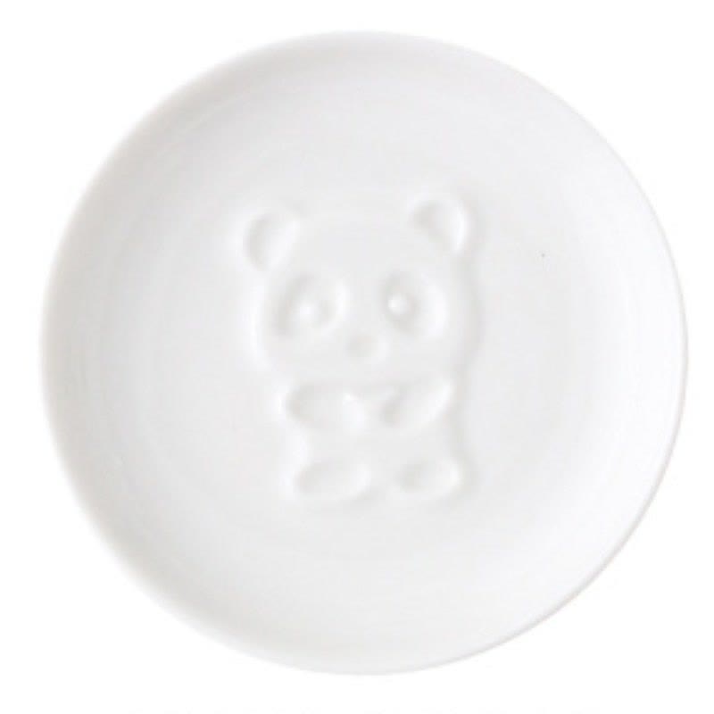 Buddha Stones Mini piattino per salse in ceramica bianca con motivo a panda. - Rotondo (circa 8,8 cm × 8,8 cm × 1,8 cm) - Abbraccio - image 1
