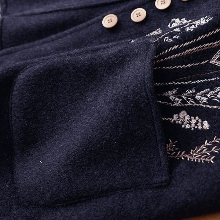 Buddha Stones Canotta classica vintage autunno/inverno con ricami floreali ed erba, gilet da donna con tasche - image 13