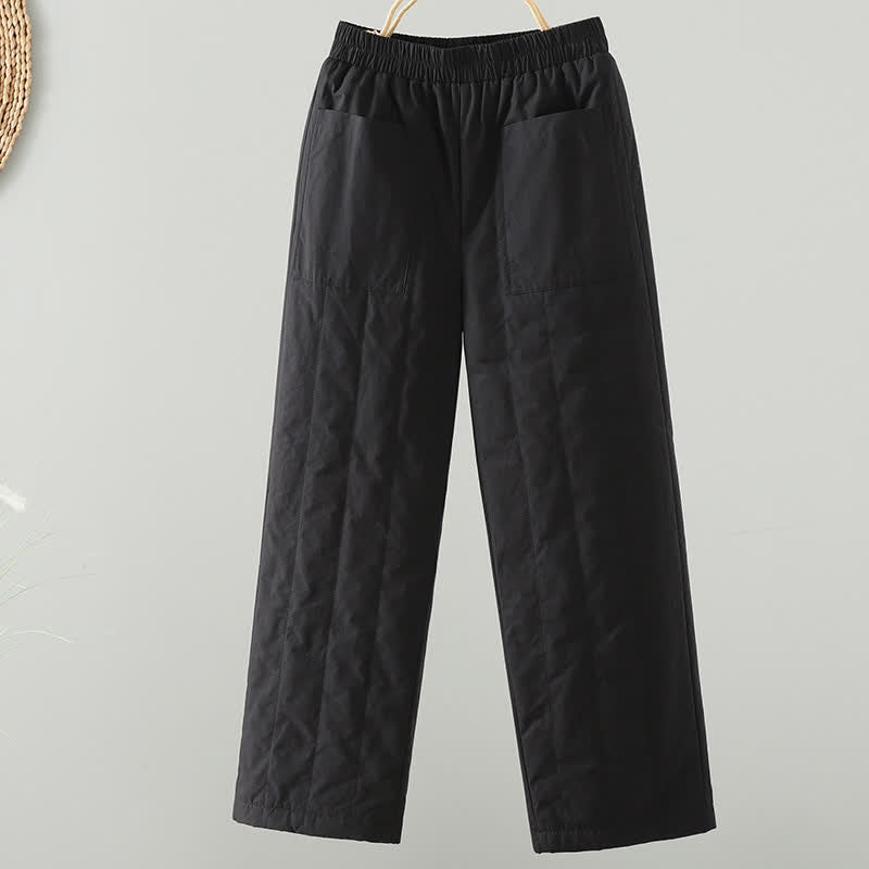 Buddha Stones Pantaloni casual basici da donna a gamba dritta con tasche, ideali per autunno/inverno. - Nero - US8-10, UK/AU12-14, EU40-42 (2XL) - image 5