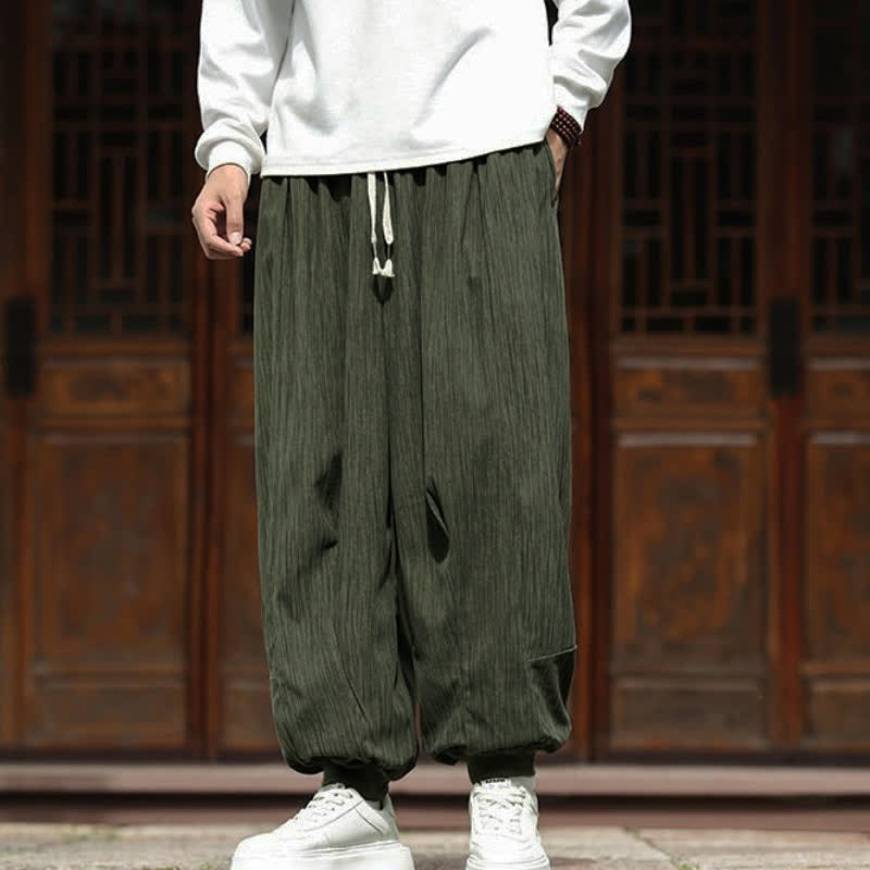 Buddha Stones Pantaloni corti da uomo in velluto a coste, stile boho, casual, autunno/inverno, con coulisse, modello harem e tasche. - image 36