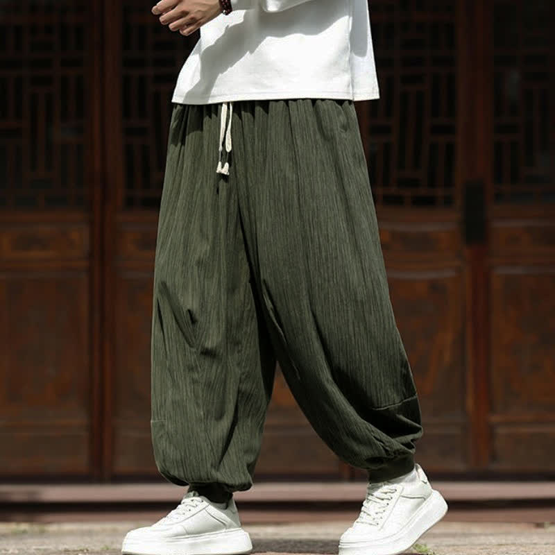 Buddha Stones Pantaloni corti da uomo in velluto a coste, stile boho, casual, autunno/inverno, con coulisse, modello harem e tasche. - image 32