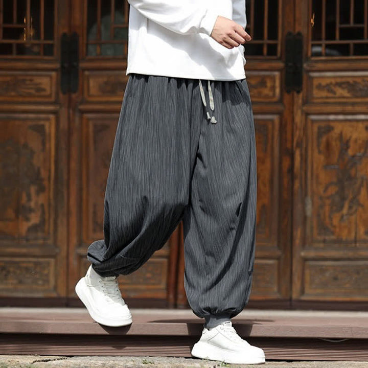Buddha Stones Pantaloni corti da uomo in velluto a coste, stile boho, casual, autunno/inverno, con coulisse, modello harem e tasche. - image 13