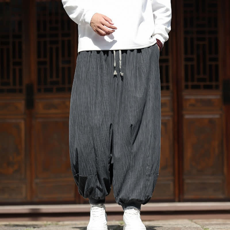 Buddha Stones Pantaloni corti da uomo in velluto a coste, stile boho, casual, autunno/inverno, con coulisse, modello harem e tasche. - image 16