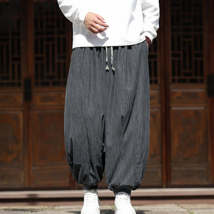 Buddha Stones Pantaloni corti da uomo in velluto a coste, stile boho, casual, autunno/inverno, con coulisse, modello harem e tasche. - image 16