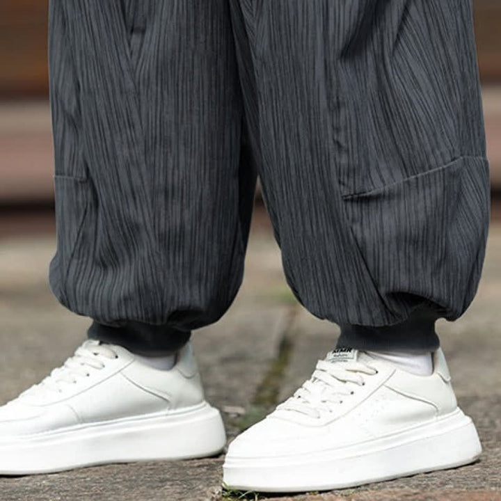 Buddha Stones Pantaloni corti da uomo in velluto a coste, stile boho, casual, autunno/inverno, con coulisse, modello harem e tasche. - image 21