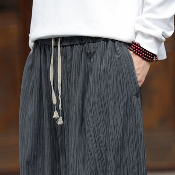 Buddha Stones Pantaloni corti da uomo in velluto a coste, stile boho, casual, autunno/inverno, con coulisse, modello harem e tasche. - image 19