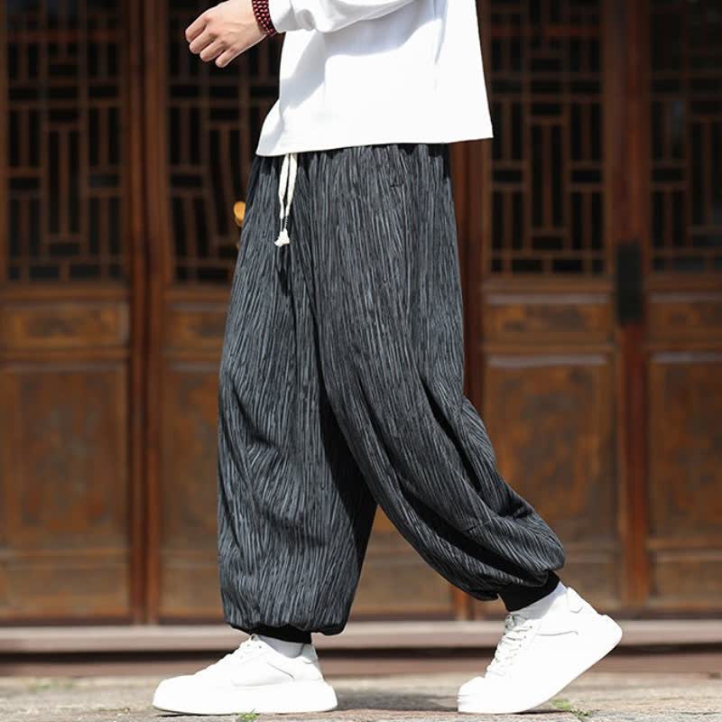 Buddha Stones Pantaloni corti da uomo in velluto a coste, stile boho, casual, autunno/inverno, con coulisse, modello harem e tasche. - image 24