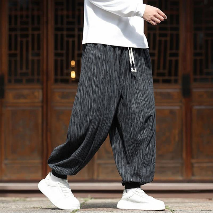 Buddha Stones Pantaloni corti da uomo in velluto a coste, stile boho, casual, autunno/inverno, con coulisse, modello harem e tasche. - image 23