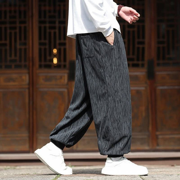 Buddha Stones Pantaloni corti da uomo in velluto a coste, stile boho, casual, autunno/inverno, con coulisse, modello harem e tasche. - image 25