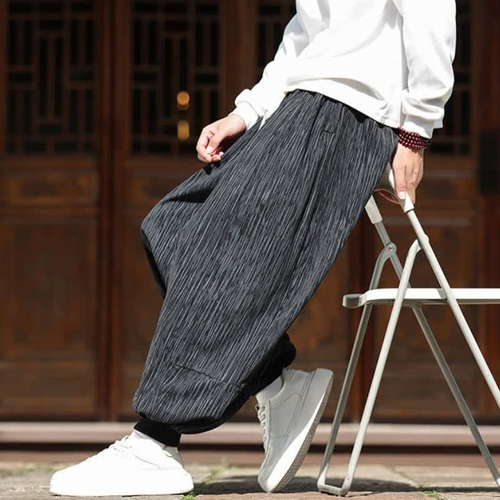 Buddha Stones Pantaloni corti da uomo in velluto a coste, stile boho, casual, autunno/inverno, con coulisse, modello harem e tasche. - image 29