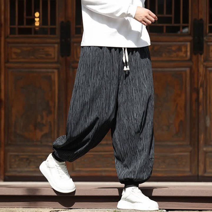 Buddha Stones Pantaloni corti da uomo in velluto a coste, stile boho, casual, autunno/inverno, con coulisse, modello harem e tasche. - image 27